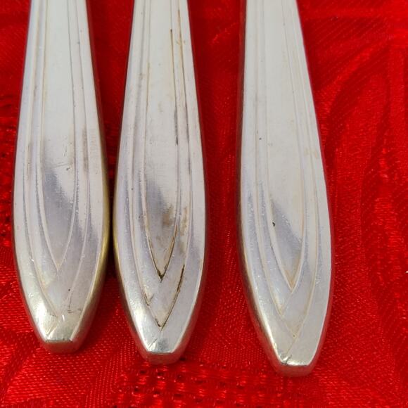 6X BK Antique Rogers Bros Insico Silhouette Silver Plated Short Butter Knives - Picture 10 of 11